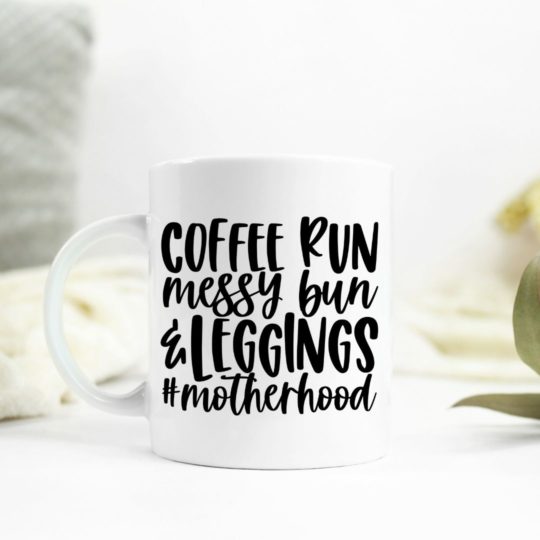 Coffee run messy bun & leggings Ceramic Mug