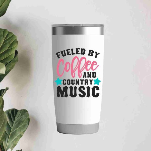 Fueled by coffee and country music- 20oz Insulated Tumbler