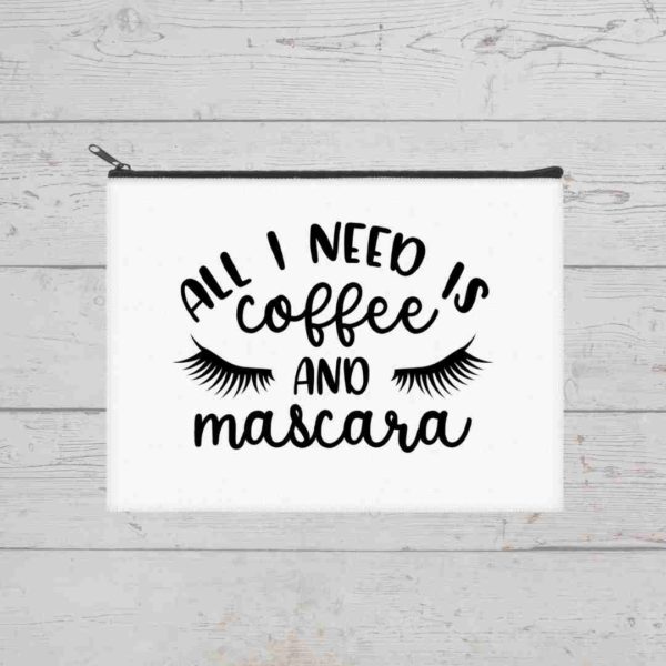 All I need is coffee and mascara cosmetic bag