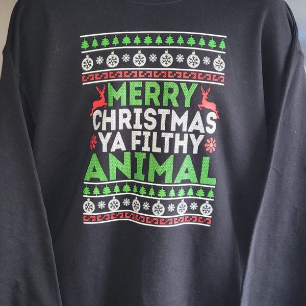 Merry Christmas Ya Filthy Animal (Sweater)- Crewneck Sweatshirt